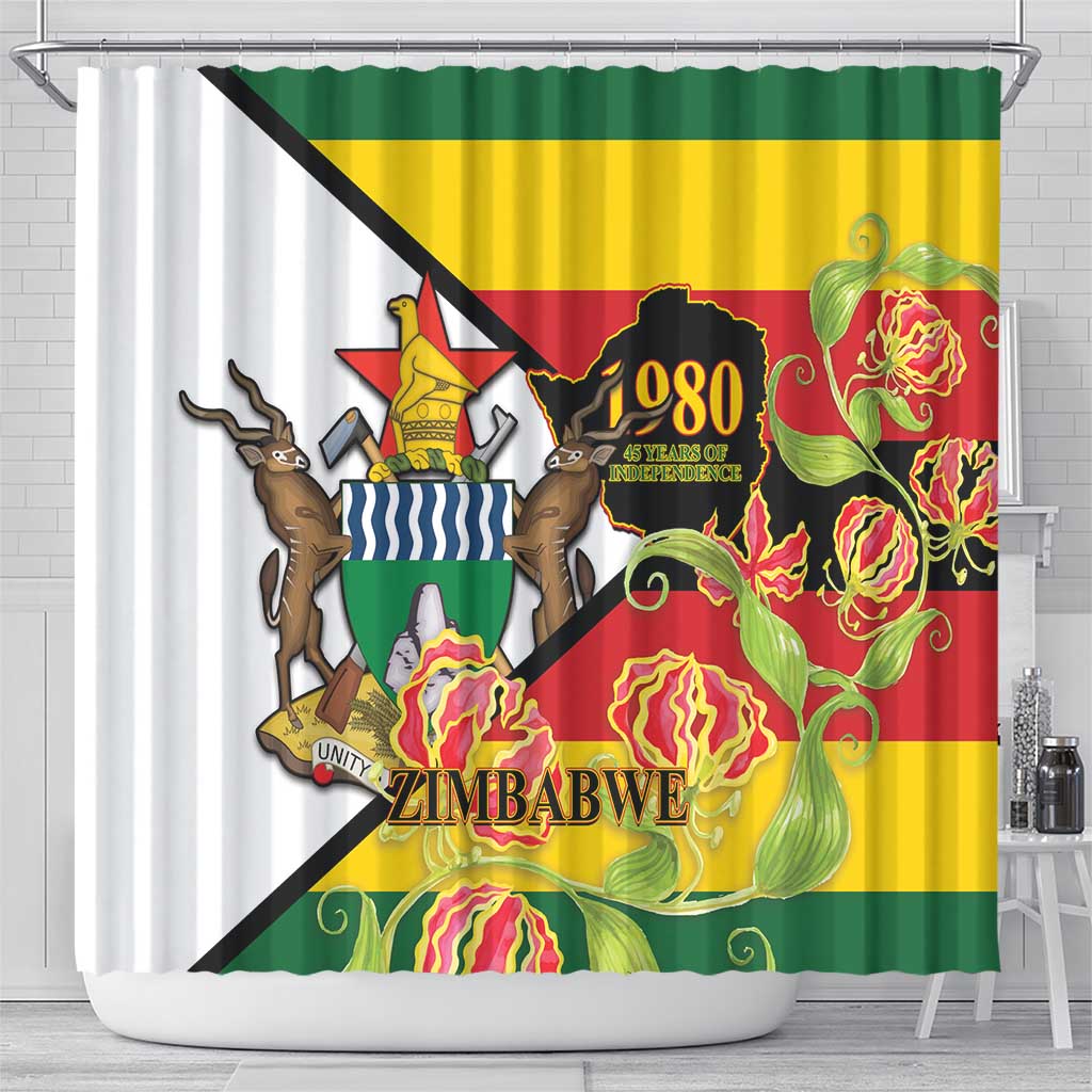 Nyika yeZimbabwe Shower Curtain Happy Independence Day - Flame Lily Flowers