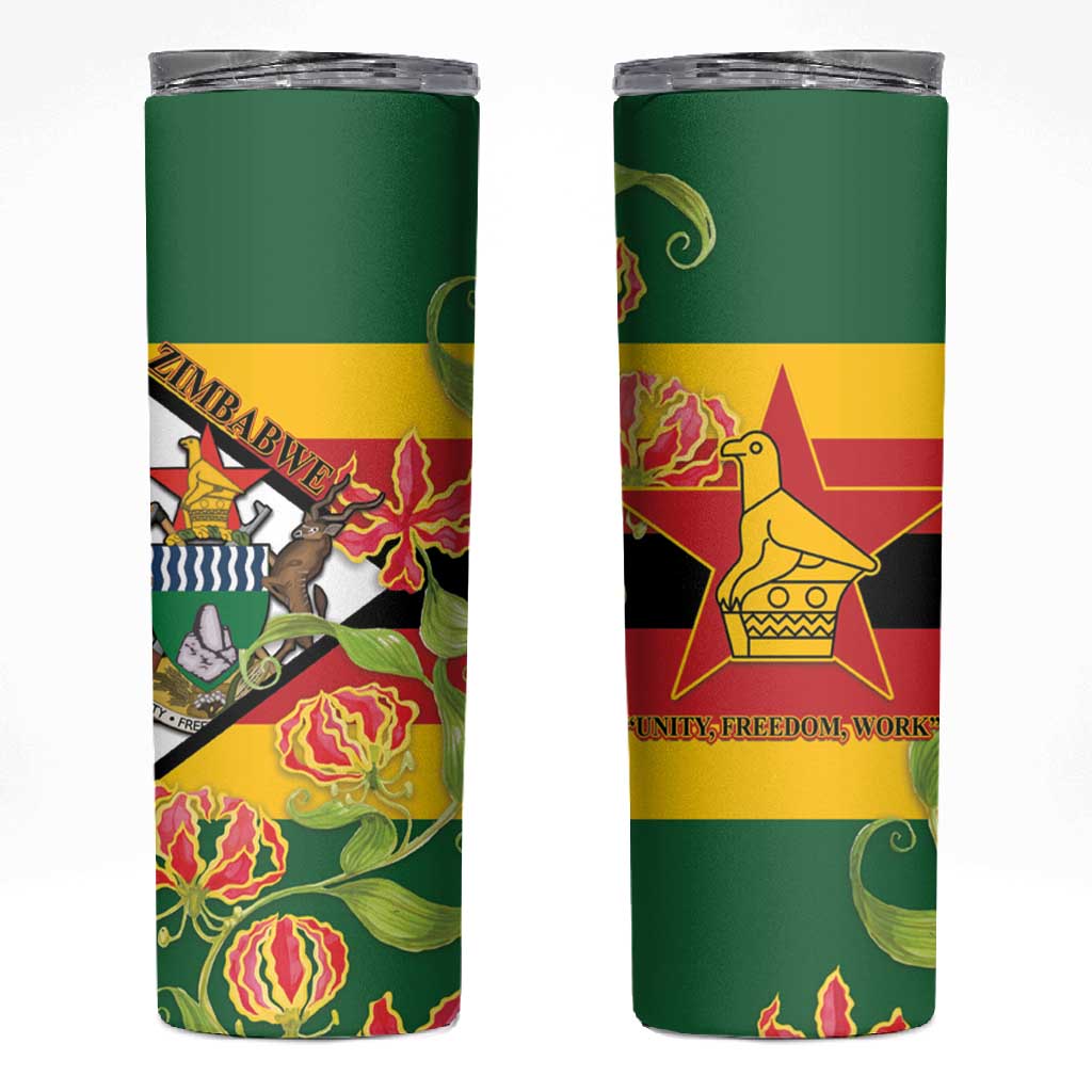 Nyika yeZimbabwe Skinny Tumbler Happy Independence Day - Flame Lily Flowers