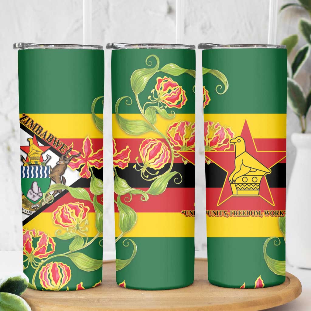 Nyika yeZimbabwe Skinny Tumbler Happy Independence Day - Flame Lily Flowers