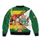 Nyika yeZimbabwe Sleeve Zip Bomber Jacket Happy Independence Day - Flame Lily Flowers