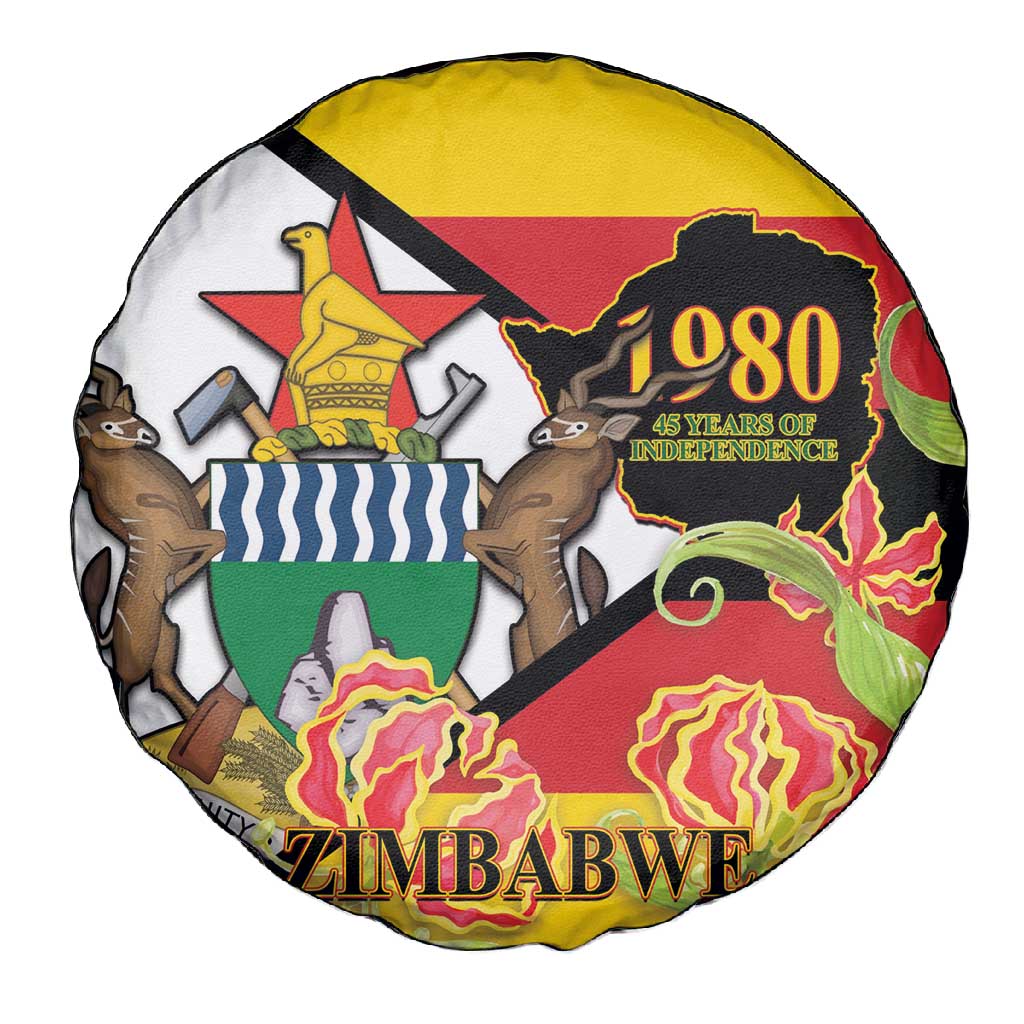 Nyika yeZimbabwe Spare Tire Cover Happy Independence Day - Flame Lily Flowers