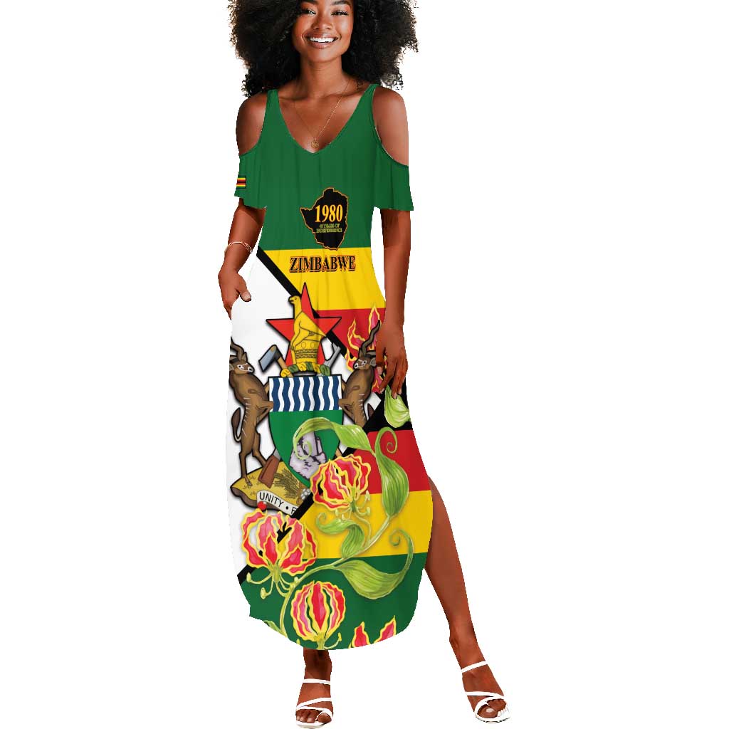 Nyika yeZimbabwe Summer Maxi Dress Happy Independence Day - Flame Lily Flowers