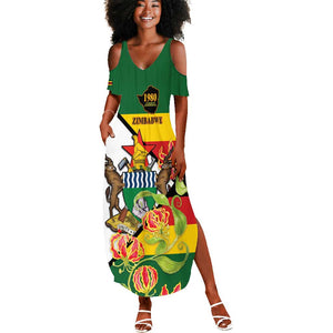 Nyika yeZimbabwe Summer Maxi Dress Happy Independence Day - Flame Lily Flowers
