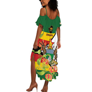 Nyika yeZimbabwe Summer Maxi Dress Happy Independence Day - Flame Lily Flowers