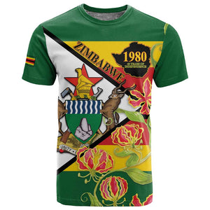Nyika yeZimbabwe T shirt Happy Independence Day - Flame Lily Flowers