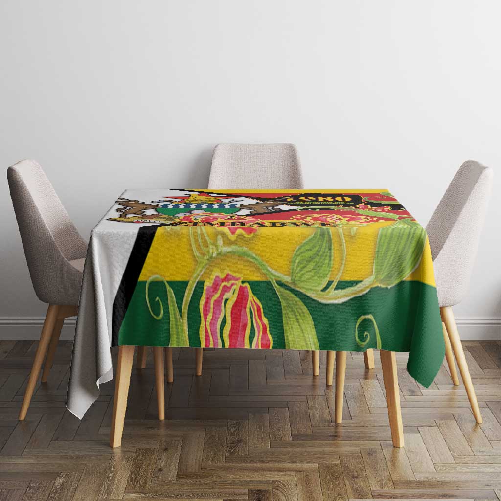 Nyika yeZimbabwe Tablecloth Happy Independence Day - Flame Lily Flowers