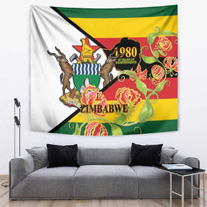 Nyika yeZimbabwe Tapestry Happy Independence Day - Flame Lily Flowers