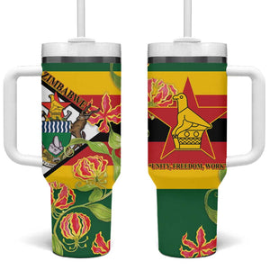 Nyika yeZimbabwe Tumbler With Handle Happy Independence Day - Flame Lily Flowers