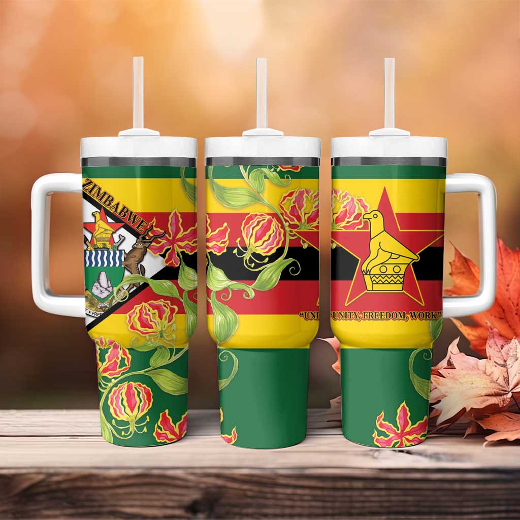 Nyika yeZimbabwe Tumbler With Handle Happy Independence Day - Flame Lily Flowers