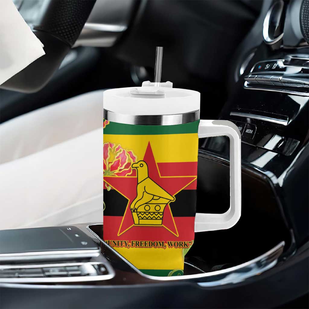 Nyika yeZimbabwe Tumbler With Handle Happy Independence Day - Flame Lily Flowers