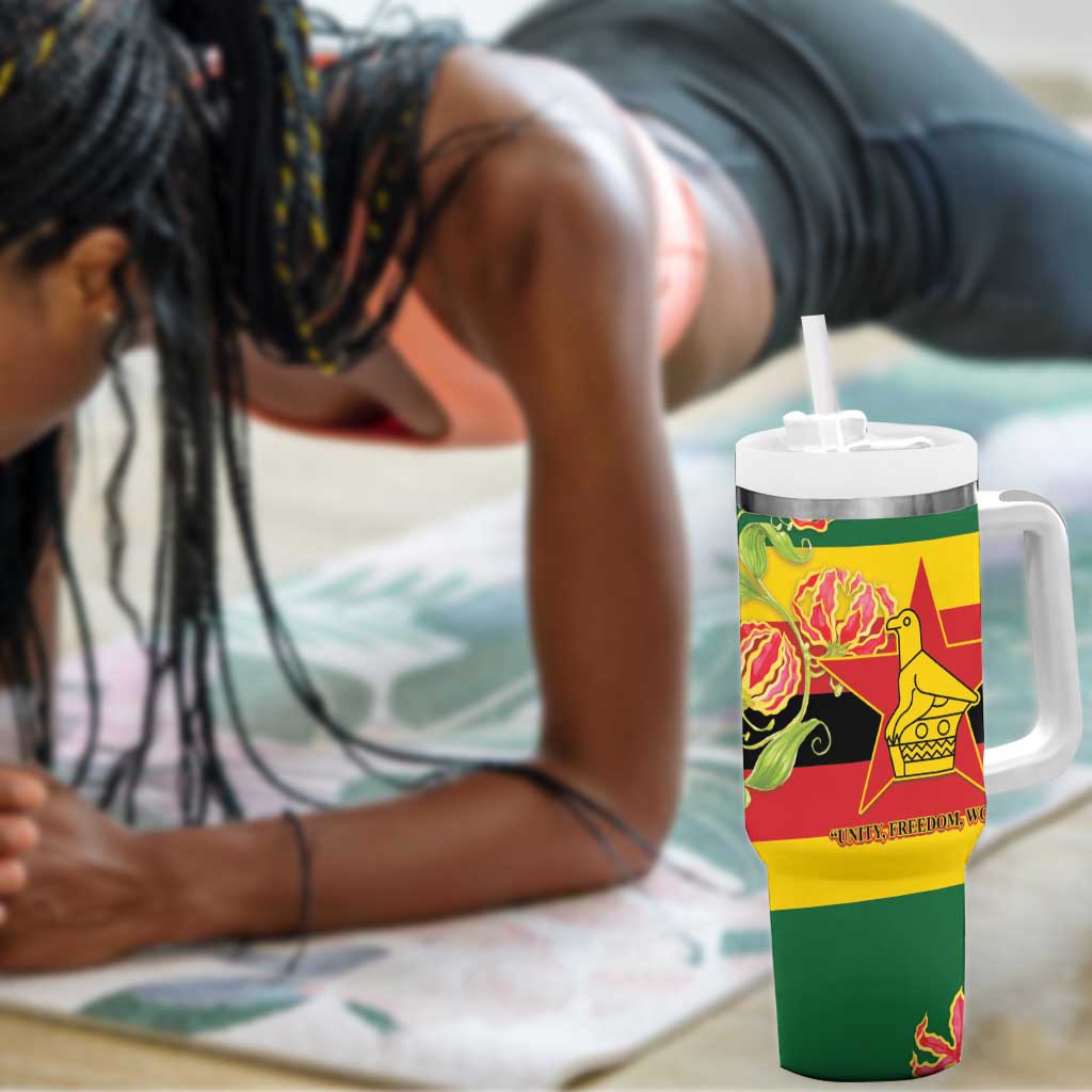 Nyika yeZimbabwe Tumbler With Handle Happy Independence Day - Flame Lily Flowers