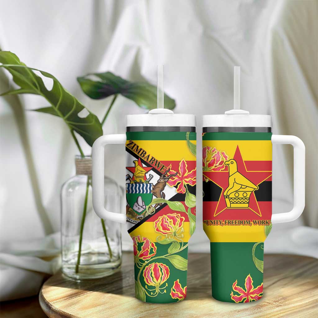 Nyika yeZimbabwe Tumbler With Handle Happy Independence Day - Flame Lily Flowers