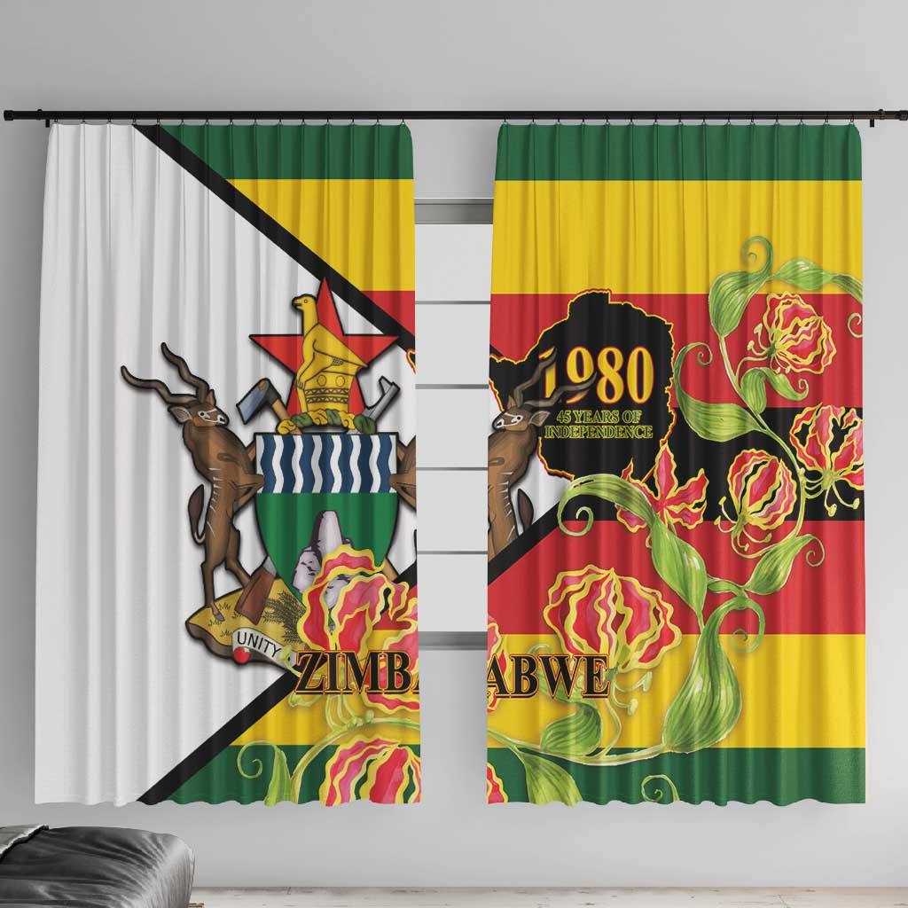 Nyika yeZimbabwe Window Curtain Happy Independence Day - Flame Lily Flowers