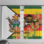 Nyika yeZimbabwe Window Curtain Happy Independence Day - Flame Lily Flowers