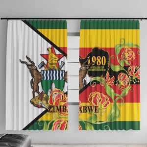 Nyika yeZimbabwe Window Curtain Happy Independence Day - Flame Lily Flowers