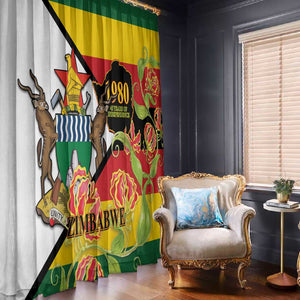 Nyika yeZimbabwe Window Curtain Happy Independence Day - Flame Lily Flowers