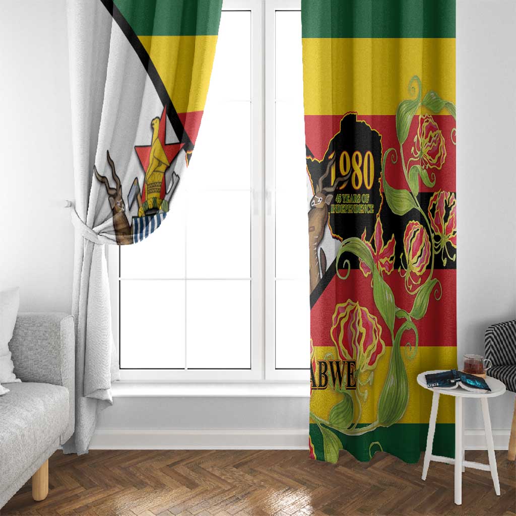 Nyika yeZimbabwe Window Curtain Happy Independence Day - Flame Lily Flowers