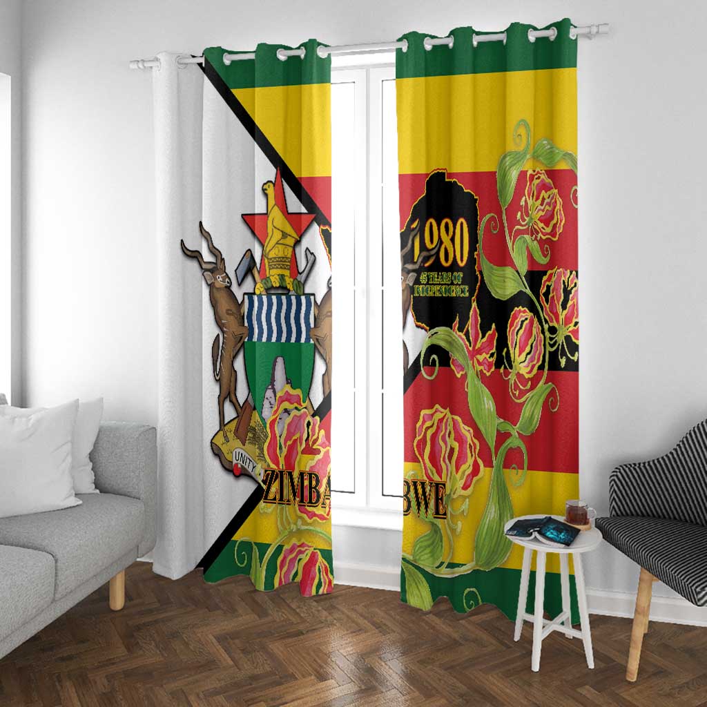 Nyika yeZimbabwe Window Curtain Happy Independence Day - Flame Lily Flowers