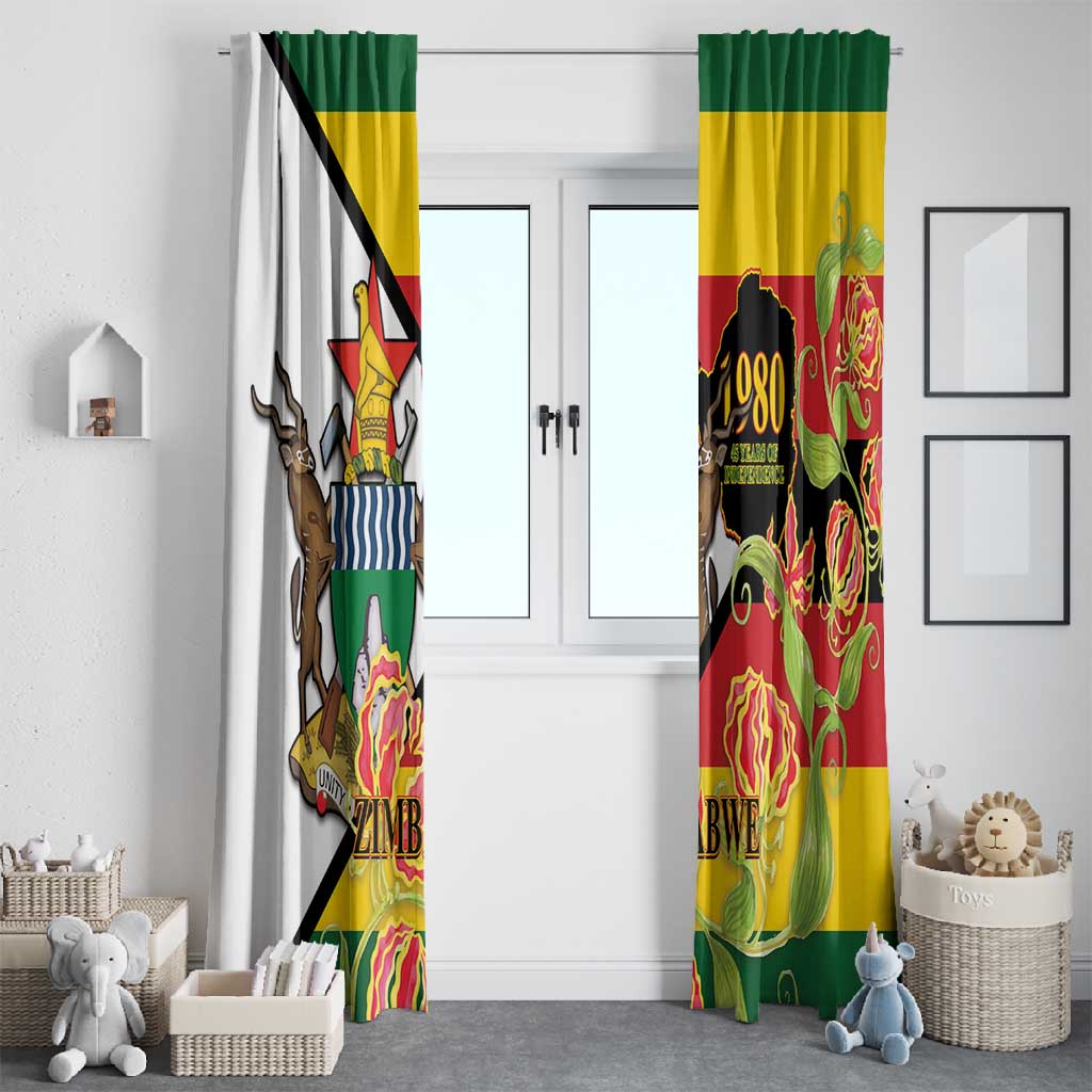 Nyika yeZimbabwe Window Curtain Happy Independence Day - Flame Lily Flowers