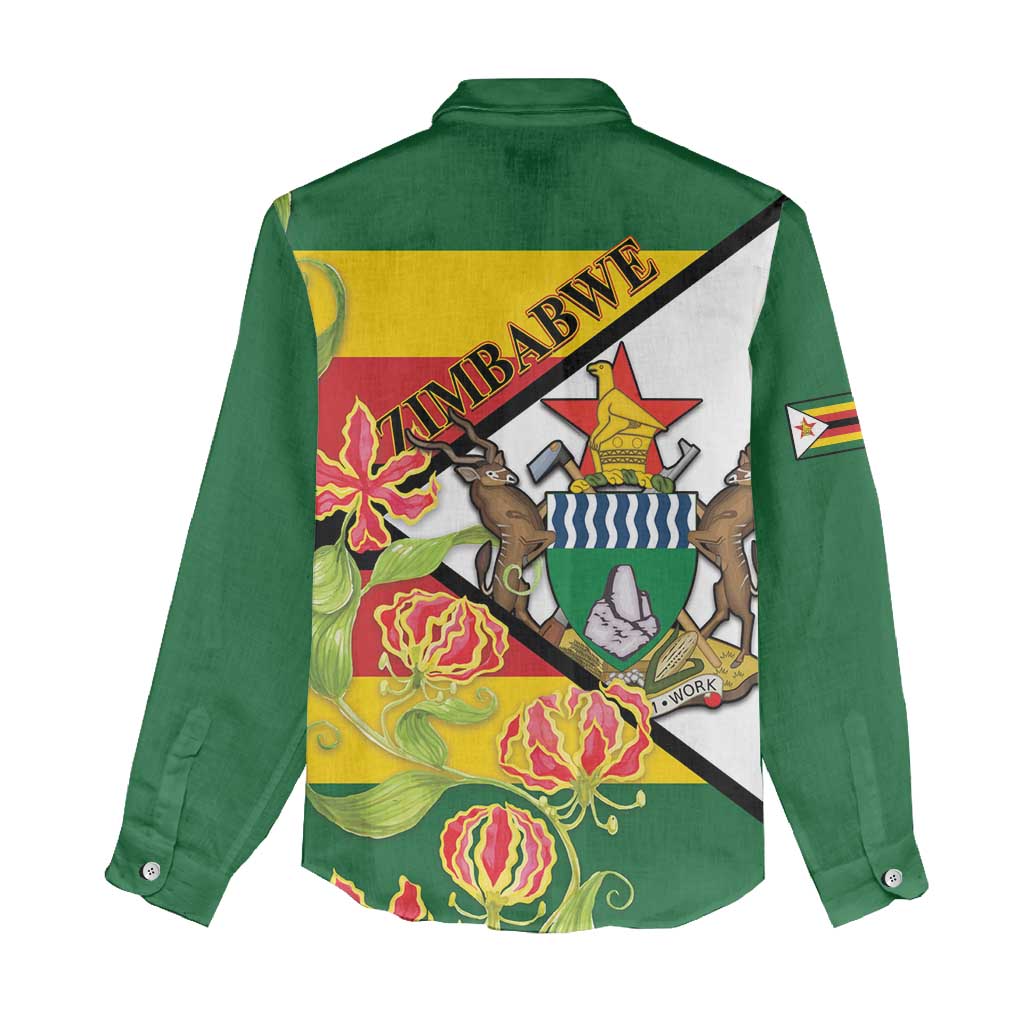 Nyika yeZimbabwe Women Casual Shirt Happy Independence Day - Flame Lily Flowers