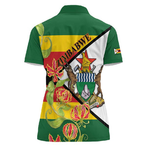 Nyika yeZimbabwe Women Polo Shirt Happy Independence Day - Flame Lily Flowers