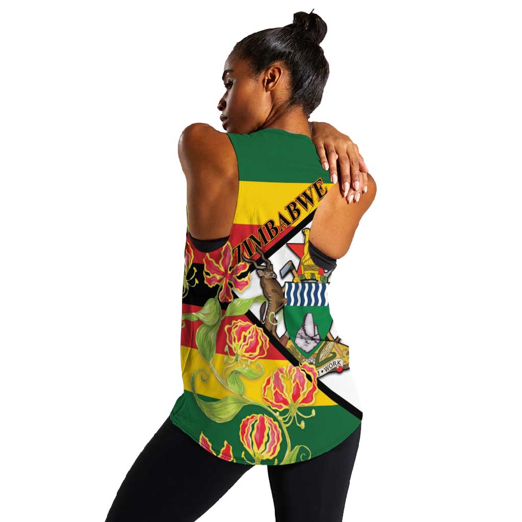 Nyika yeZimbabwe Women Racerback Tank Happy Independence Day - Flame Lily Flowers