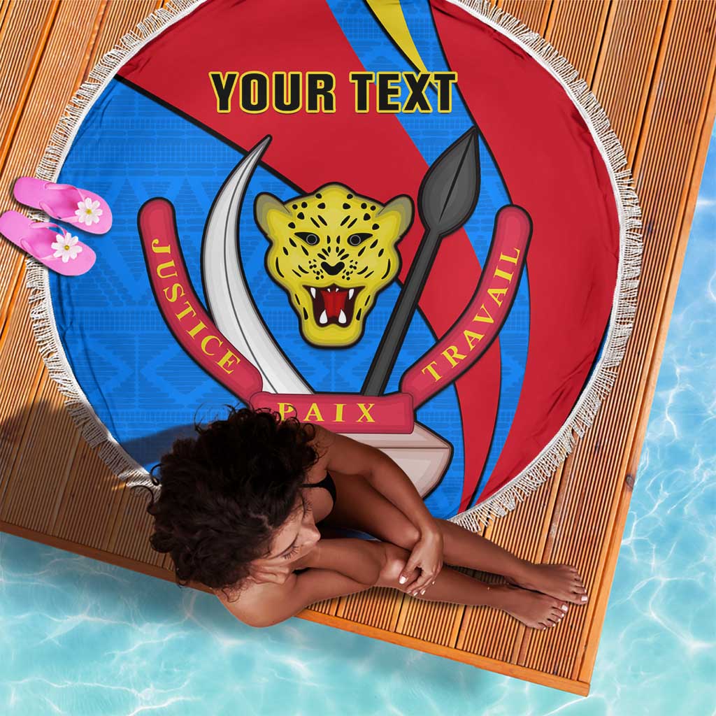 Personalised Democratic Republic of the Congo Independence Day Beach Blanket Coat Of Arms Happy 30 June