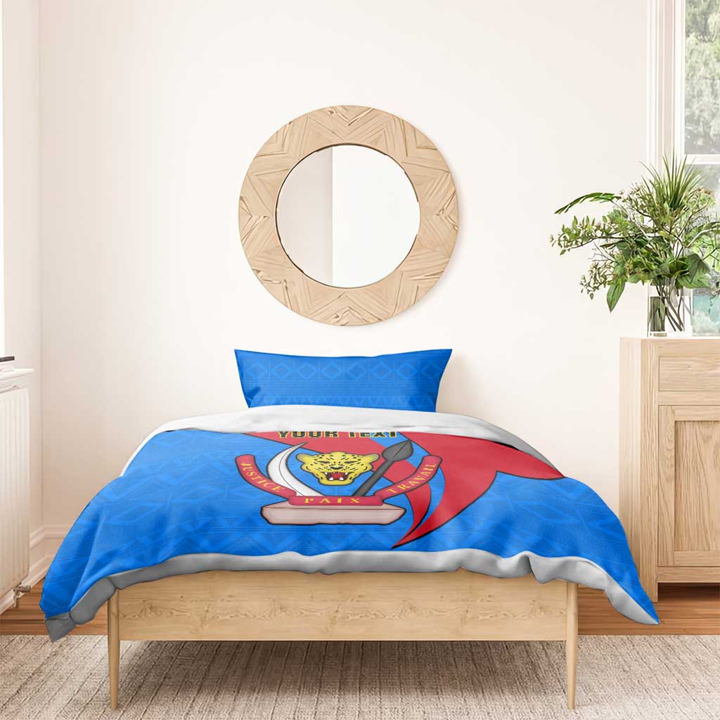 Personalised Democratic Republic of the Congo Independence Day Bedding Set Coat Of Arms Happy 30 June