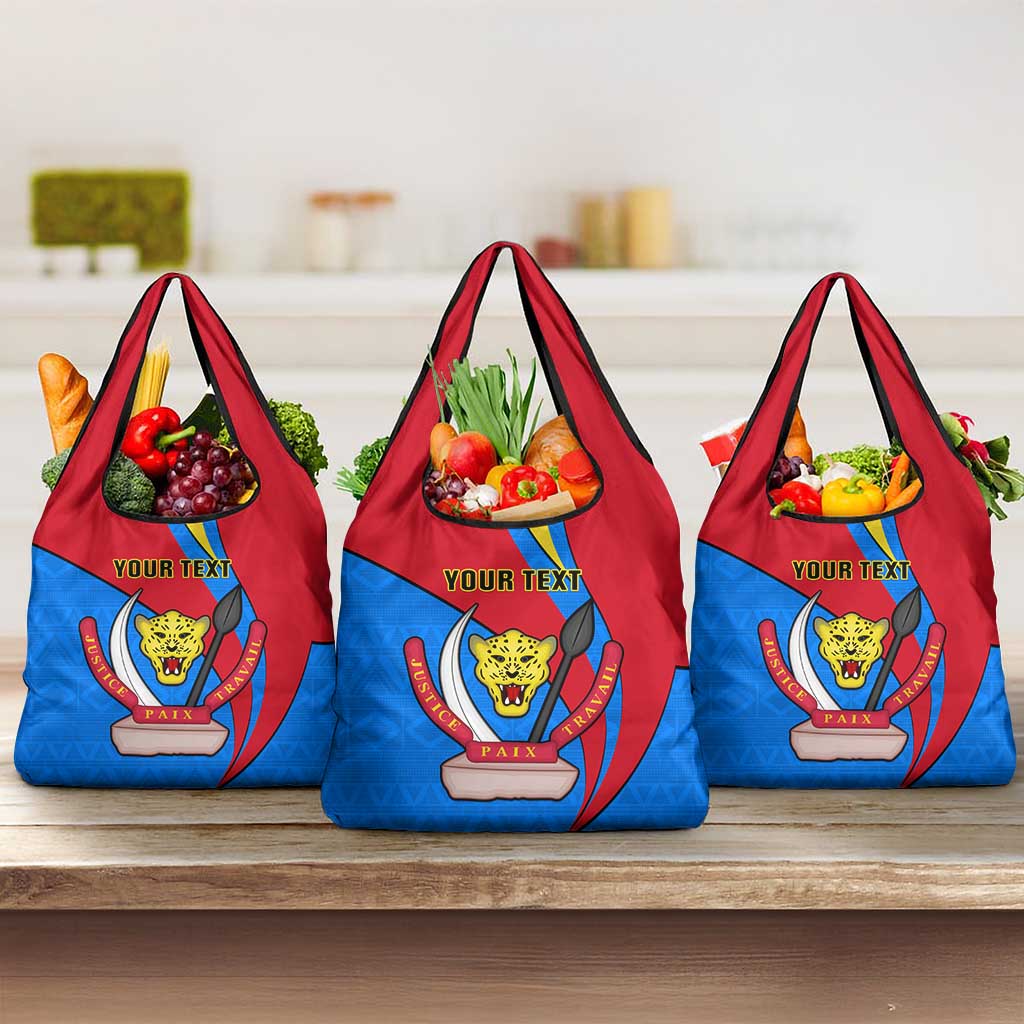Personalised Democratic Republic of the Congo Independence Day Grocery Bag Coat Of Arms Happy 30 June