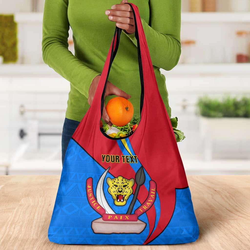 Personalised Democratic Republic of the Congo Independence Day Grocery Bag Coat Of Arms Happy 30 June