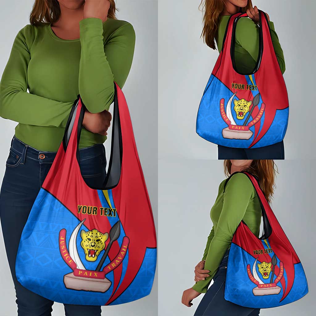 Personalised Democratic Republic of the Congo Independence Day Grocery Bag Coat Of Arms Happy 30 June