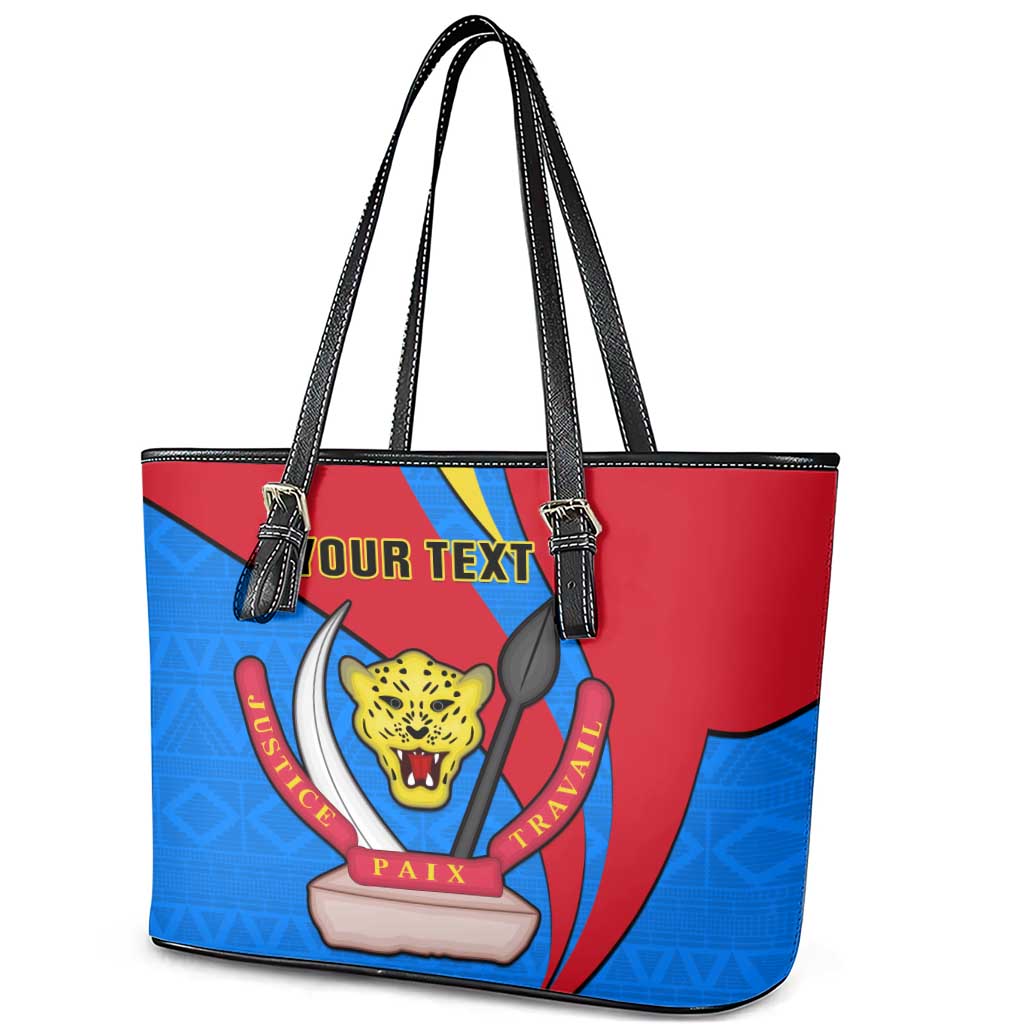 Personalised Democratic Republic of the Congo Independence Day Leather Tote Bag Coat Of Arms Happy 30 June