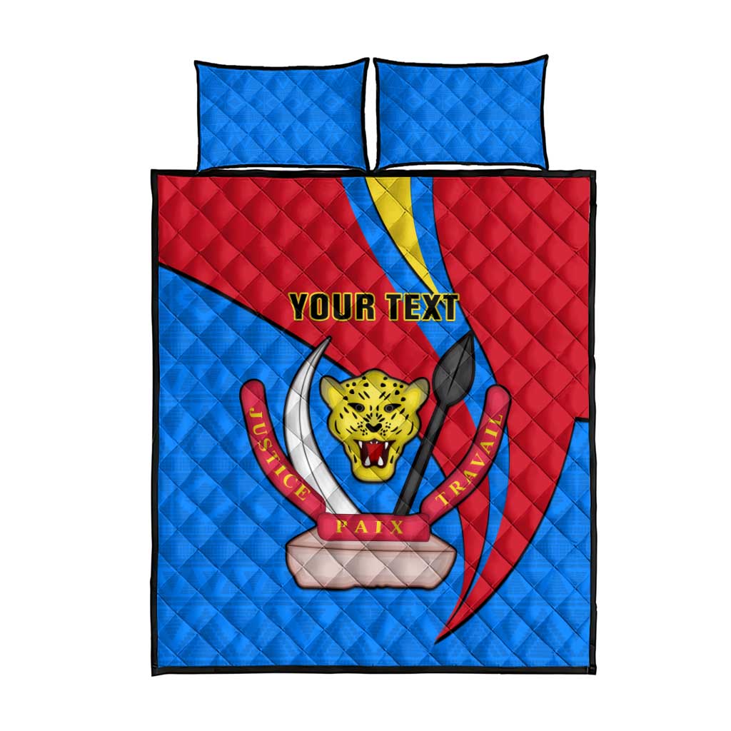 Personalised Democratic Republic of the Congo Independence Day Quilt Bed Set Coat Of Arms Happy 30 June