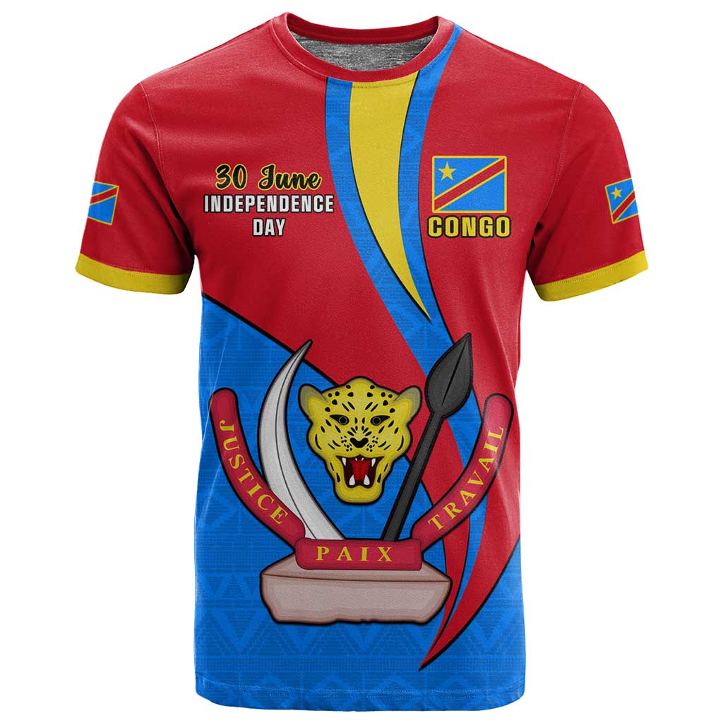 Personalised Democratic Republic of the Congo Independence Day T shirt Coat Of Arms Happy 30 June