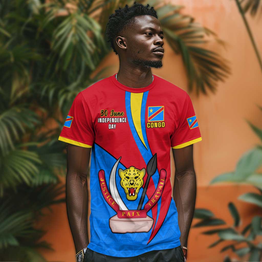 Personalised Democratic Republic of the Congo Independence Day T shirt Coat Of Arms Happy 30 June