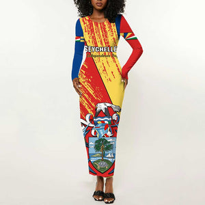 29 June Seychelles Independence Day Long Sleeve Bodycon Dress Flag Style LT14