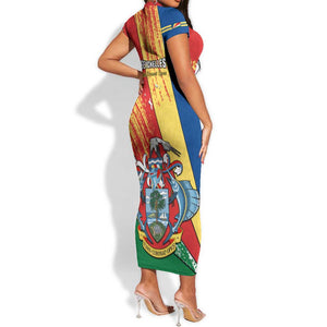 29 June Seychelles Independence Day Short Sleeve Bodycon Dress Flag Style LT14