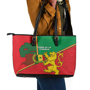 Senegal Football Leather Tote Bag 2024 Go Champions Lions De La Teranga