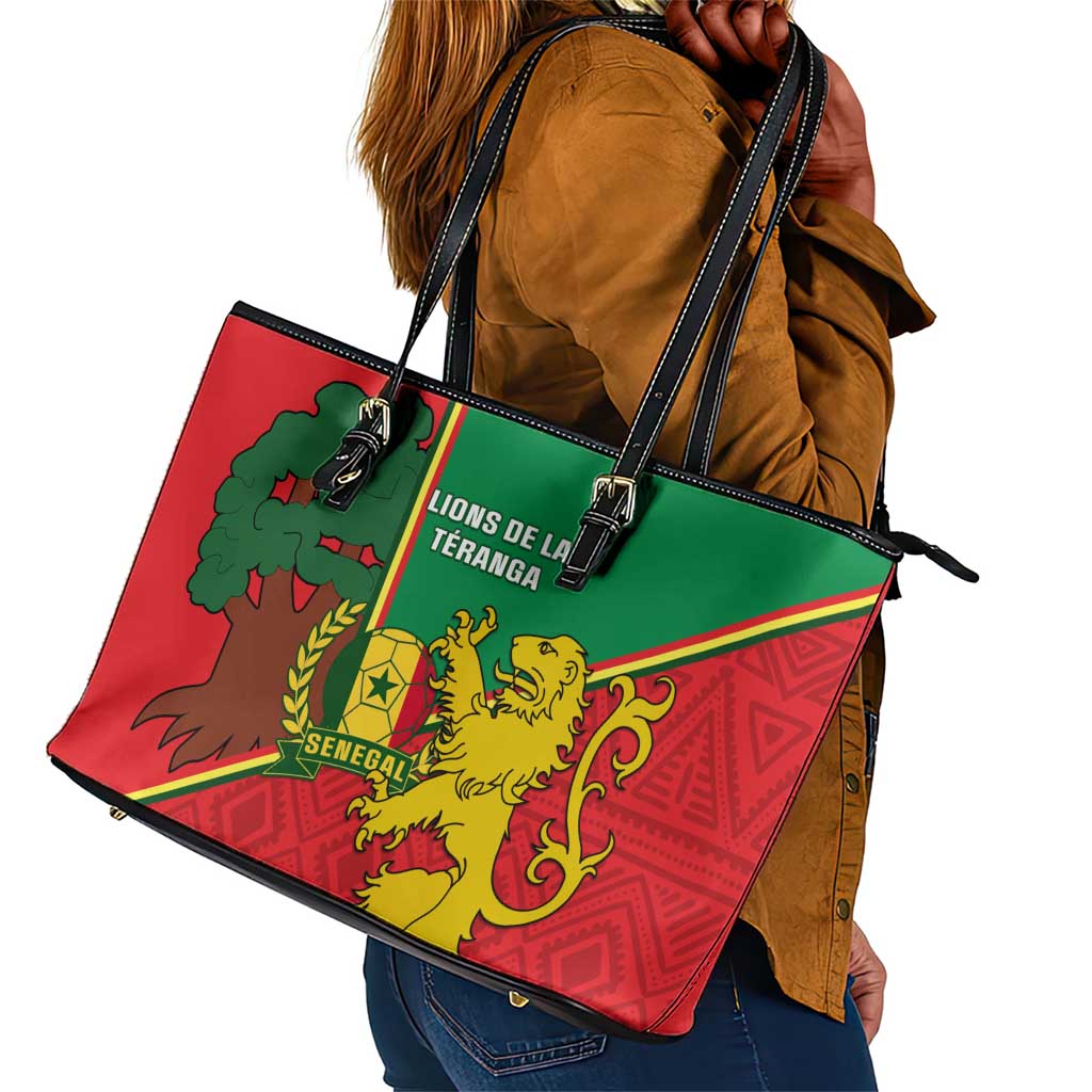 Senegal Football Leather Tote Bag 2024 Go Champions Lions De La Teranga