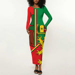 Senegal Football Long Sleeve Bodycon Dress 2024 Go Champions Lions De La Teranga LT14
