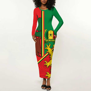 Senegal Football Long Sleeve Bodycon Dress 2024 Go Champions Lions De La Teranga LT14