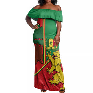Senegal Football Off Shoulder Maxi Dress 2024 Go Champions Lions De La Teranga
