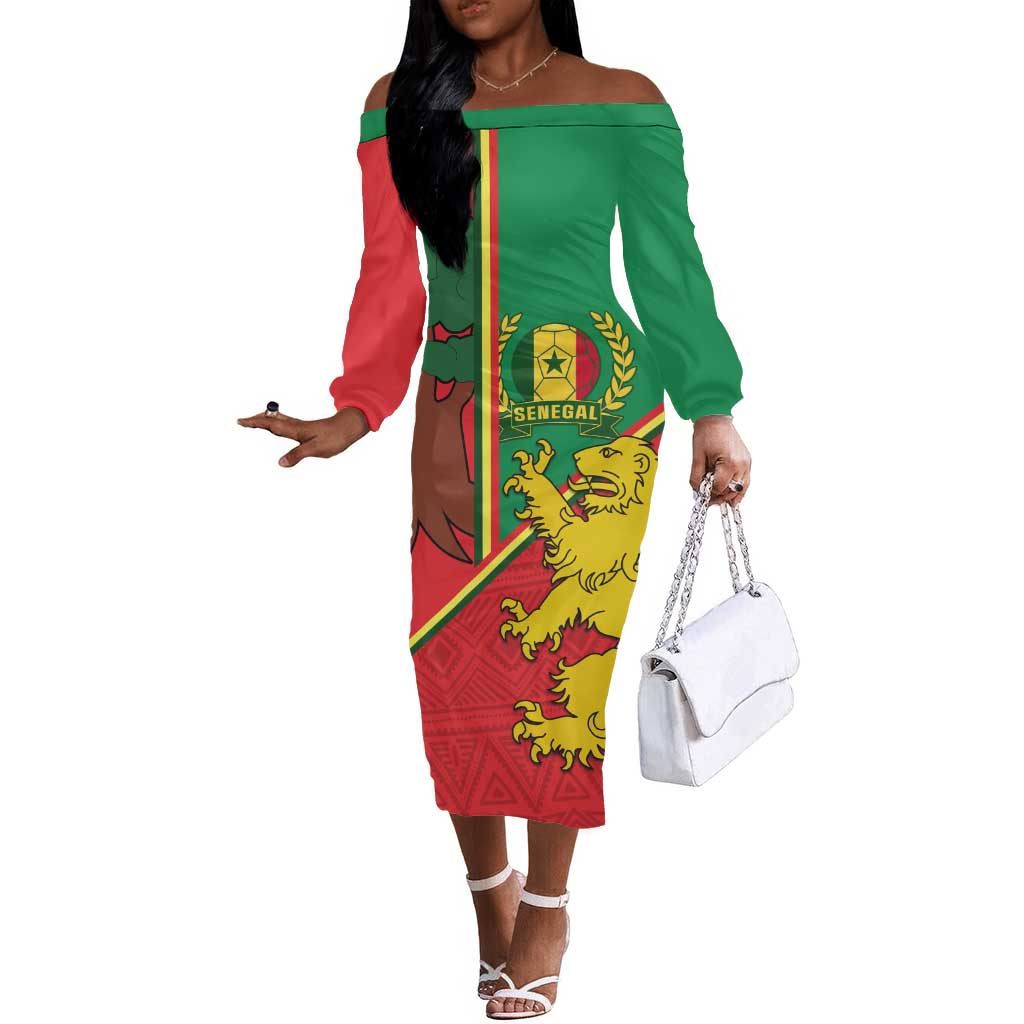 Senegal Football Off The Shoulder Long Sleeve Dress 2024 Go Champions Lions De La Teranga