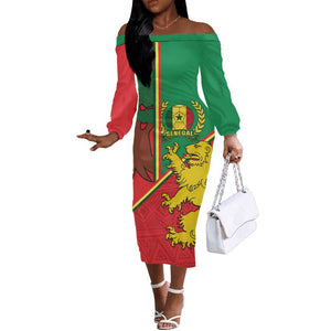 Senegal Football Off The Shoulder Long Sleeve Dress 2024 Go Champions Lions De La Teranga