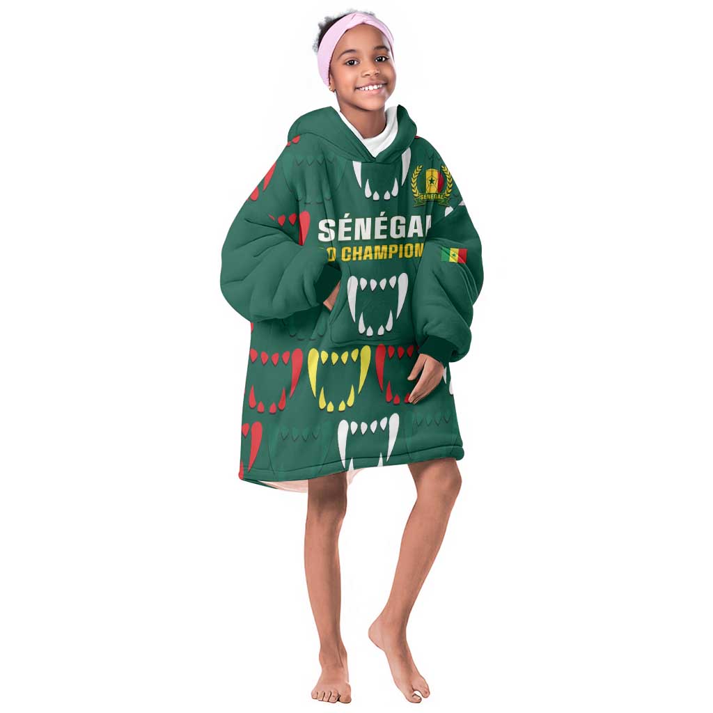 Custom Senegal Football KId Wearable Blanket Hoodie 2024 Culture Pour Home Style