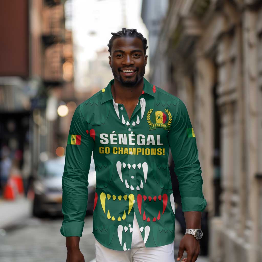 Custom Senegal Football Long Sleeve Button Shirt 2024 Culture Pour Home Style
