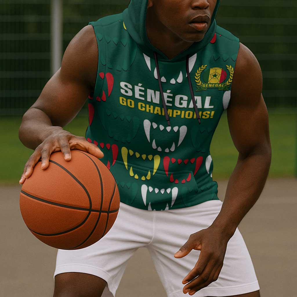 Custom Senegal Football Sleeveless Hoodie 2024 Culture Pour Home Style - African Pride