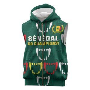 Custom Senegal Football Sleeveless Zip Hoodie 2024 Culture Pour Home Style - African Pride