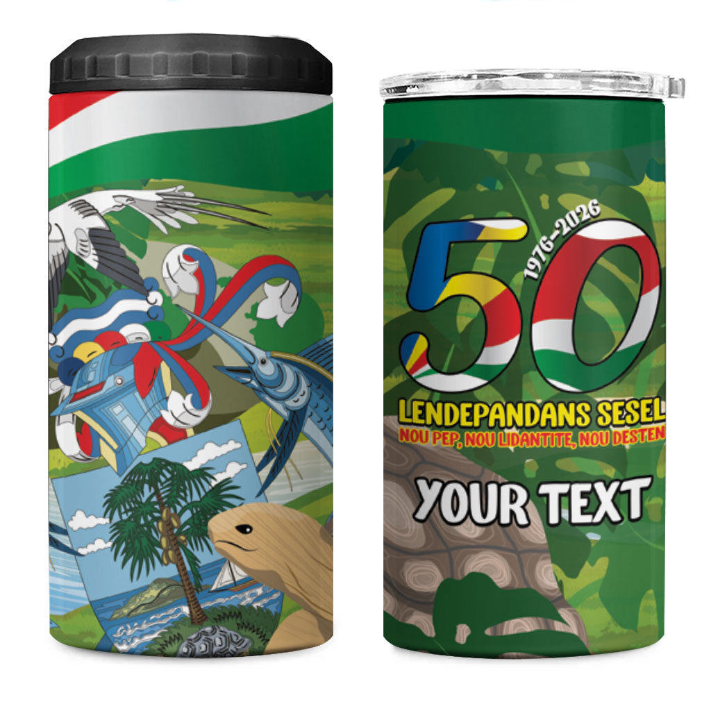 Seychelles National Day Personalized 4 in 1 Can Cooler Tumbler 50 Years Anniversary Lendepandans Sesel