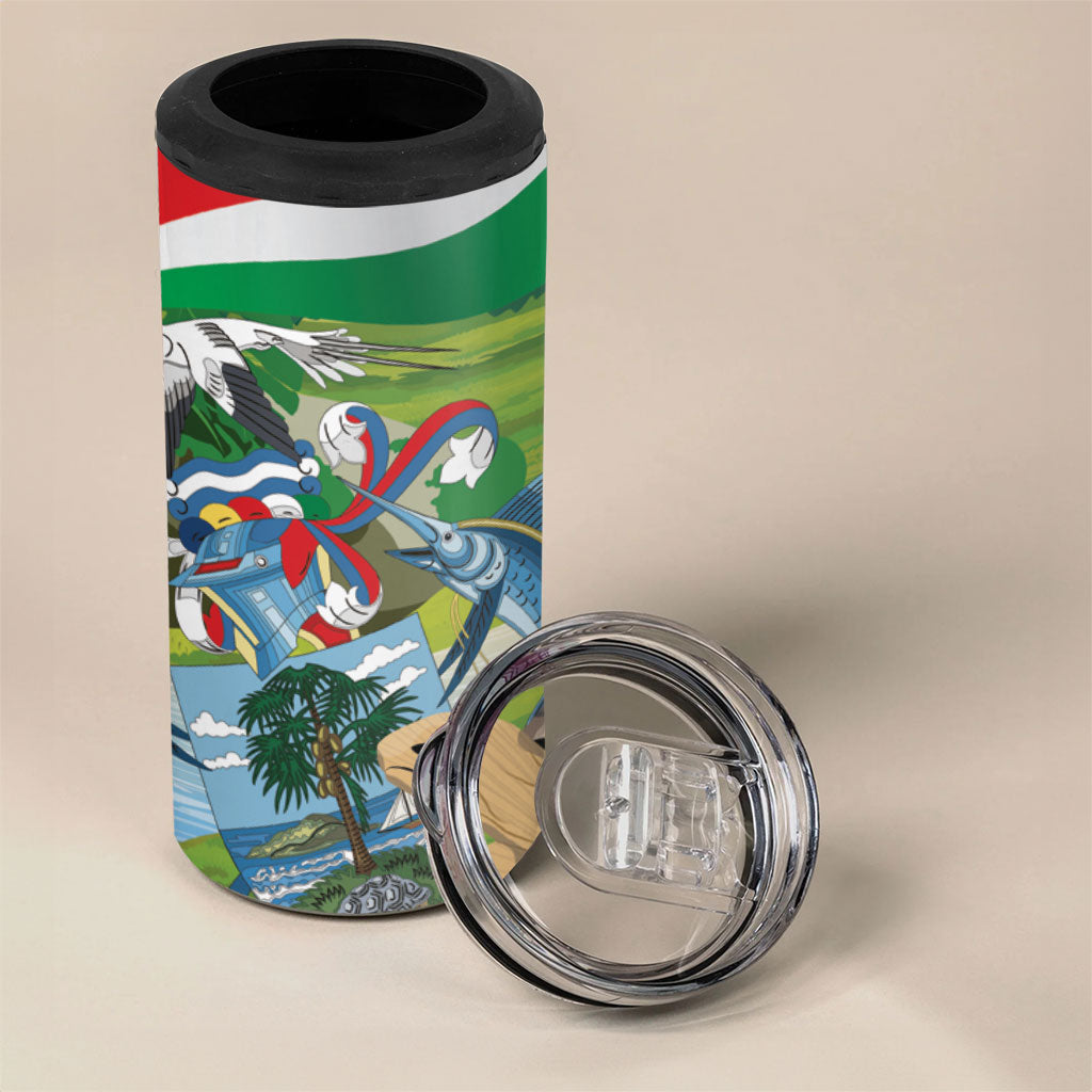 Seychelles National Day Personalized 4 in 1 Can Cooler Tumbler 50 Years Anniversary Lendepandans Sesel